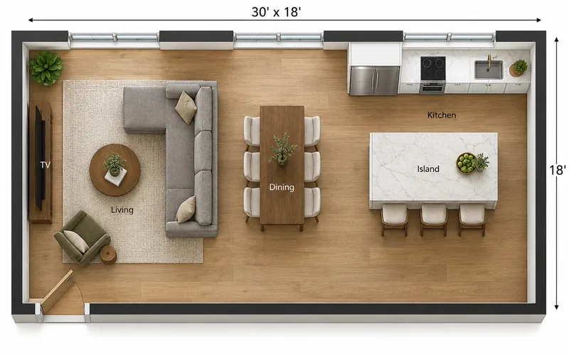 Open Floor Plan Furniture Layout